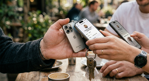 Mini iPhone Pro NFC Smart Keychain | Contactless Contact Sharing